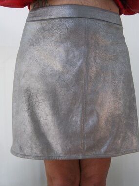 Metallic Silver A-Line Skirt by Highline